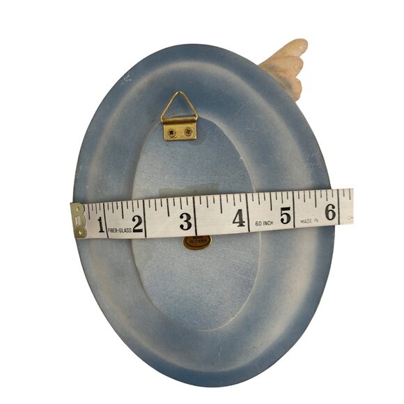 Oval Wall Decor Relief Sculpted 3D Plate Angel Vintage 6" x 8" Roses 7115 - Picture 7 of 9